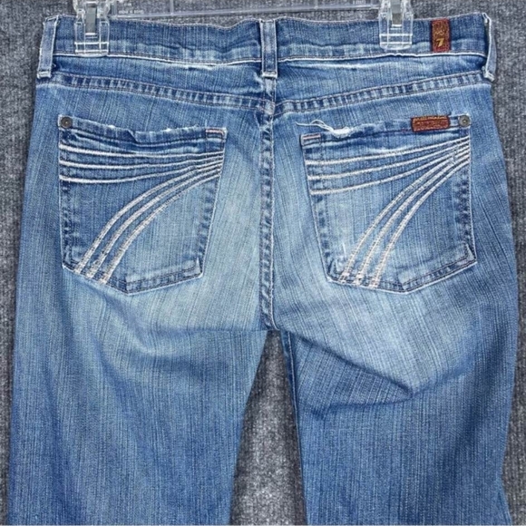 7 For All Mankind Light Blue Flared Wide-Leg Jeans - Picture 2 of 4